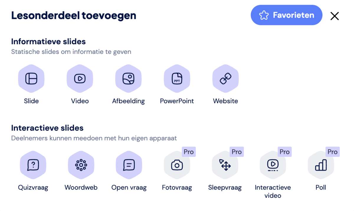 LessonUp functionaliteiten